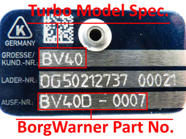 Номер турбины BorgWarner